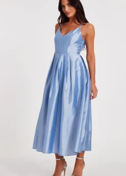 Quiz Blue Taffeta Midaxi Dress