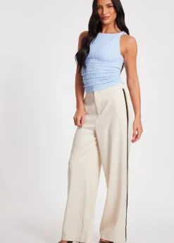 Quiz Blue Textured Mesh Top