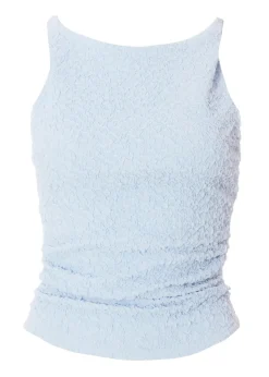 Quiz Blue Textured Mesh Top