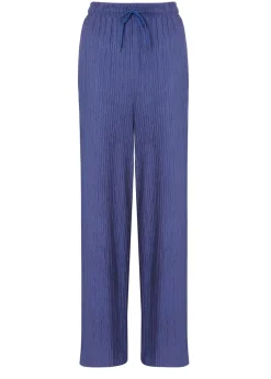 Quiz Blue Textured Palazzo Trousers