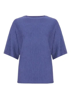 Quiz Blue Textured T-Shirt