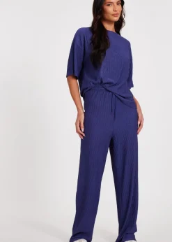 Quiz Blue Textured T-Shirt