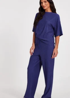 Quiz Blue Textured T-Shirt