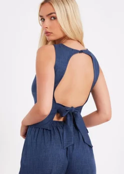 Quiz Blue Tie Back Top