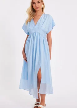 Quiz Blue V Neck Midi Dress