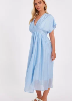 Quiz Blue V Neck Midi Dress