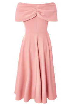 Quiz Blush Pink Bardot Midi Dress