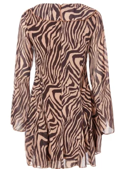 Quiz Brown Chiffon Tiger Print Dress
