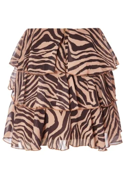 Quiz Brown Chiffon Tiger Print Skirt