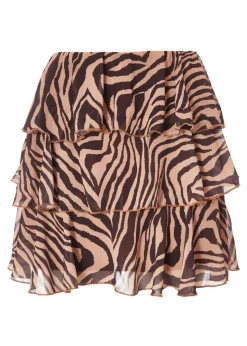 Quiz Brown Chiffon Tiger Print Skirt