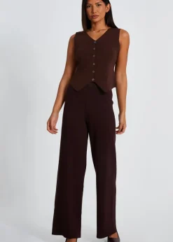 Quiz Brown Knit Wide Leg Trousers