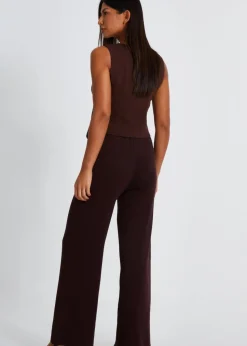 Quiz Brown Knit Wide Leg Trousers