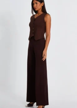 Quiz Brown Knit Wide Leg Trousers