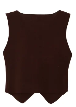 Quiz Brown Knitted Waistcoat