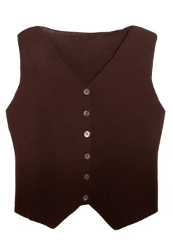 Quiz Brown Knitted Waistcoat
