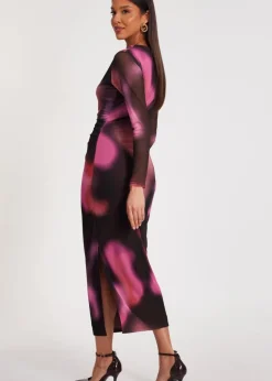 Quiz Brown Marble Print Midaxi Dress