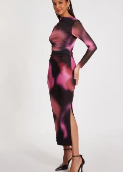 Quiz Brown Marble Print Midaxi Dress