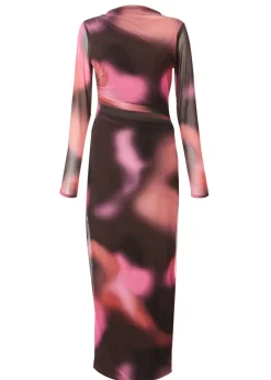 Quiz Brown Marble Print Midaxi Dress