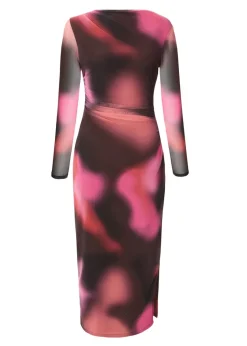 Quiz Brown Petite Marble Print Midaxi Dress