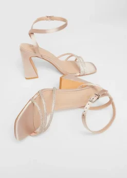 Quiz Champagne Diamante Block Heels