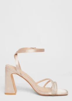 Quiz Champagne Diamante Block Heels