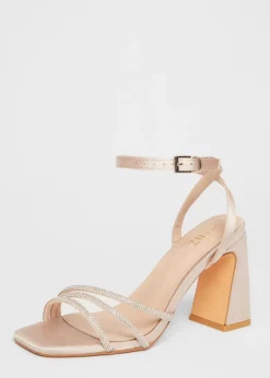 Quiz Champagne Diamante Block Heels
