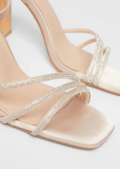 Quiz Champagne Diamante Block Heels