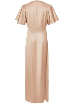 Quiz Champagne Satin Midaxi Dress