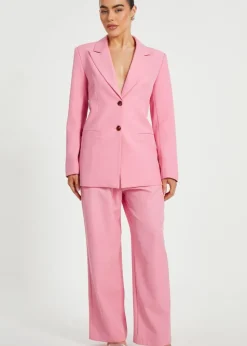 Quiz Coral Petite Woven Wide Leg Trousers