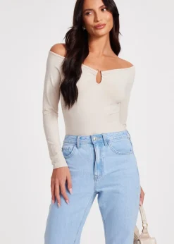 Quiz Cream Bardot Bodysuit