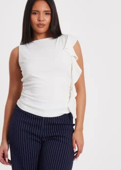 Quiz Cream Frill Detail Top