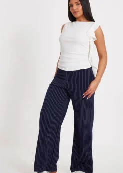 Quiz Cream Frill Detail Top