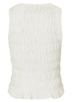 Quiz Cream Jacquard Gathered Top