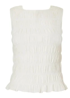 Quiz Cream Jacquard Gathered Top