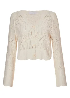 Quiz Cream Knit Cropped Cardigan