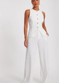 Quiz Cream Wide Leg Trousers