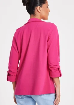 Quiz Fuschia Ruched Sleeve Blazer