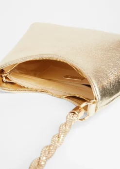 Quiz Gold Diamante Twist Handle Bag