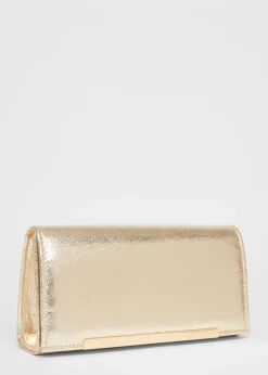 Quiz Gold Metallic Clutch Bag