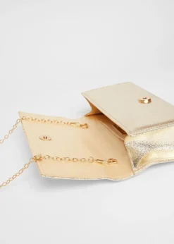 Quiz Gold Metallic Clutch Bag
