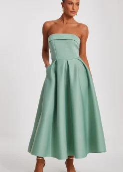 Quiz Green Bandeau Skater Dress