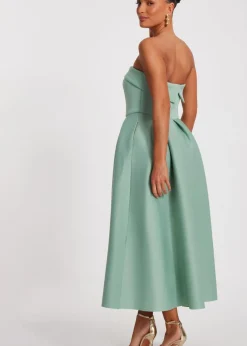 Quiz Green Bandeau Skater Dress