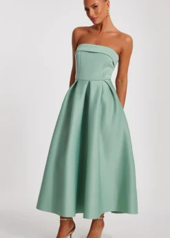 Quiz Green Bandeau Skater Dress