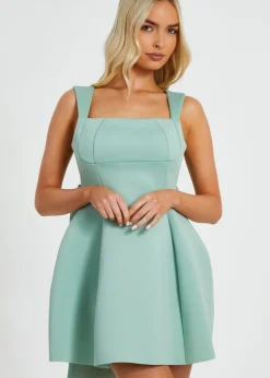 Quiz Green Bow Skater Dress