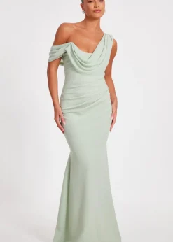 Quiz Green Drop Sleeve Maxi Dress
