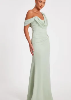 Quiz Green Drop Sleeve Maxi Dress