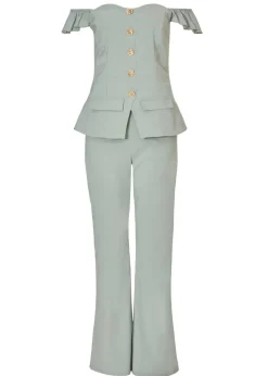 Quiz Green Frill Sleeve Jumpsuit