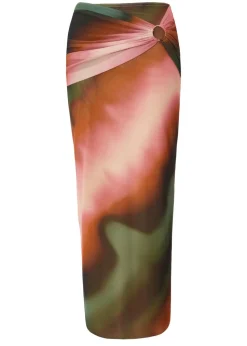 Quiz Green Mesh Ruched Maxi Skirt