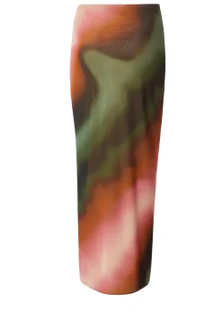 Quiz Green Mesh Ruched Maxi Skirt