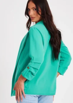 Quiz Green Ruched Sleeve Blazer